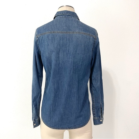 Gap- Cotton Chambray Button Down Shirt with Pyramid Stud Detail Size XS - Picture 8 of 11